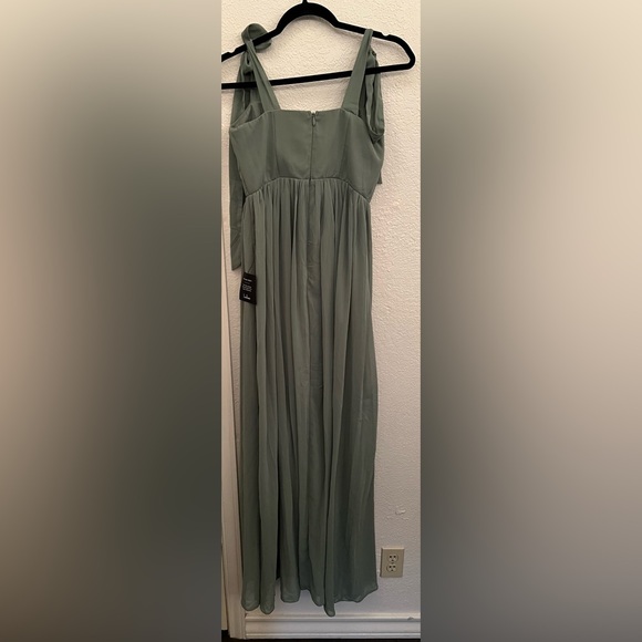 Lulus Radiant Charisma Sage Brush Chiffon Ruched Tie-Strap Maxi Dress - Picture 6 of 8